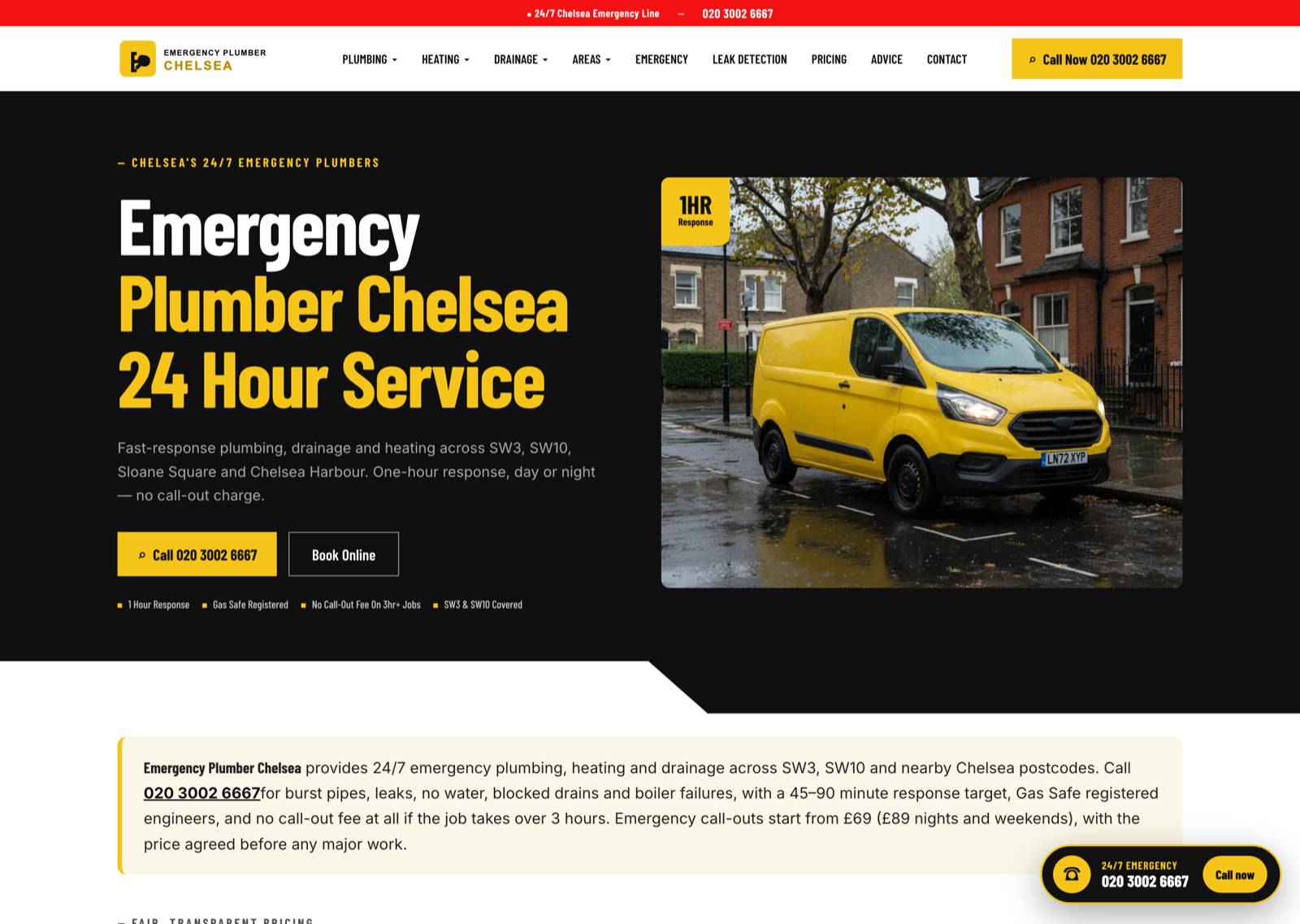 Emergency Plumber Chelsea — web design project 1